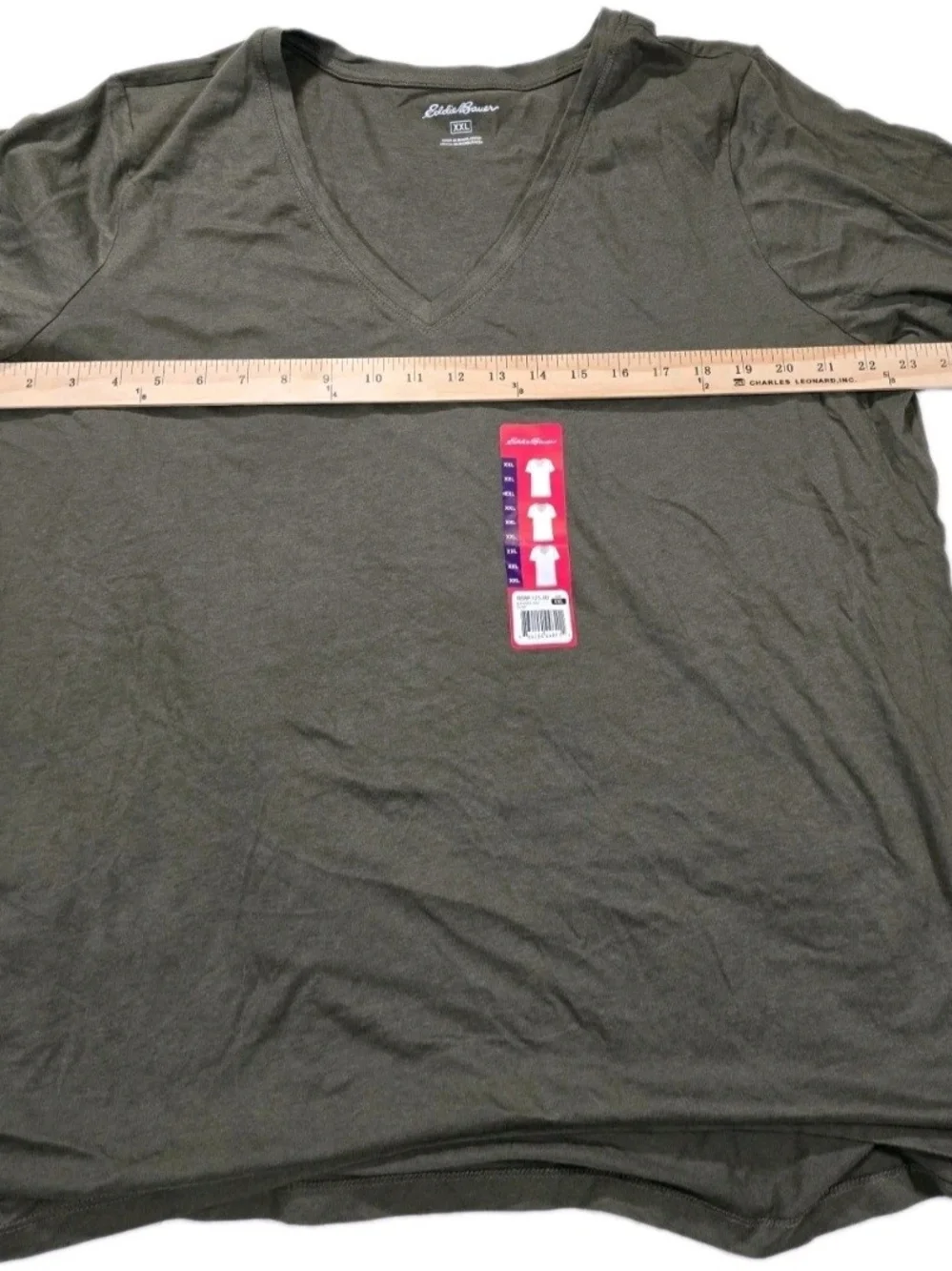 New With Tags Eddie Bauer Olive V-Neck Short Sleeve Tee Size XXL